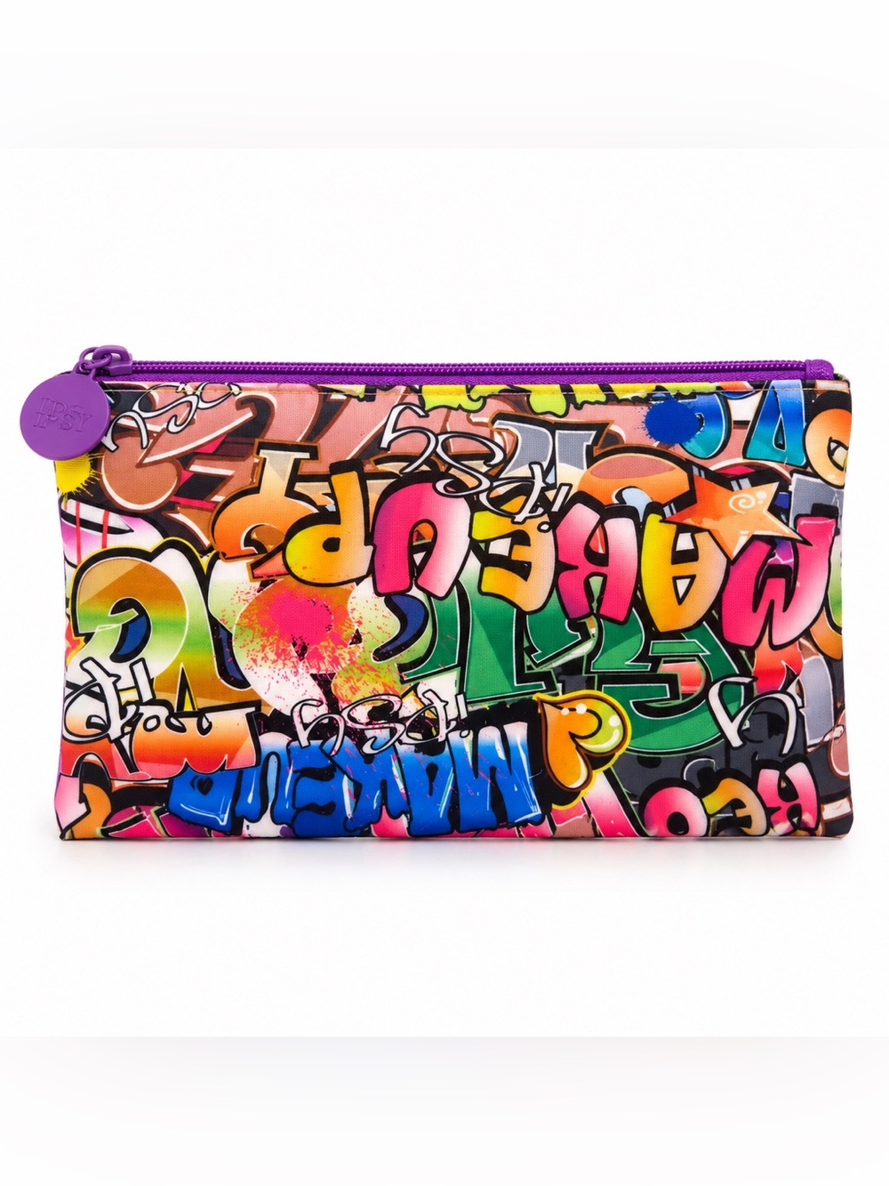 IPSY Graffiti Print Cosmetic Makeup Bag Zip Pouch Multicolor Travel Organizer